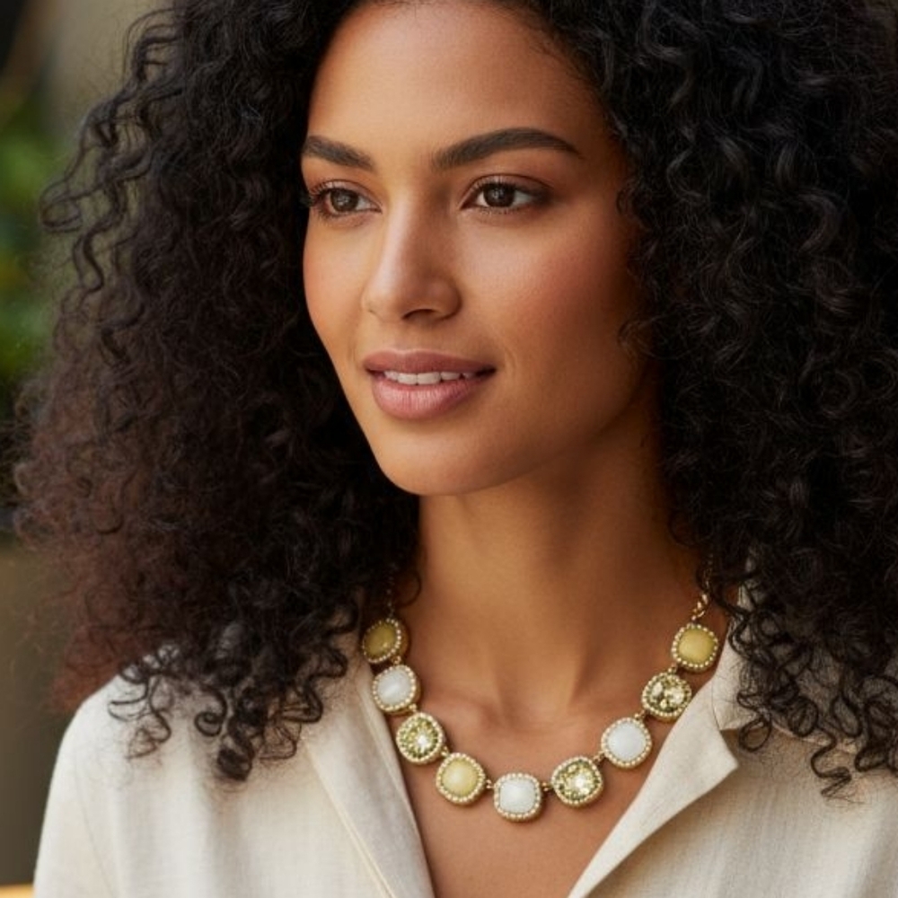 Elegant Gold and Cream Necklace "White House Black Market"